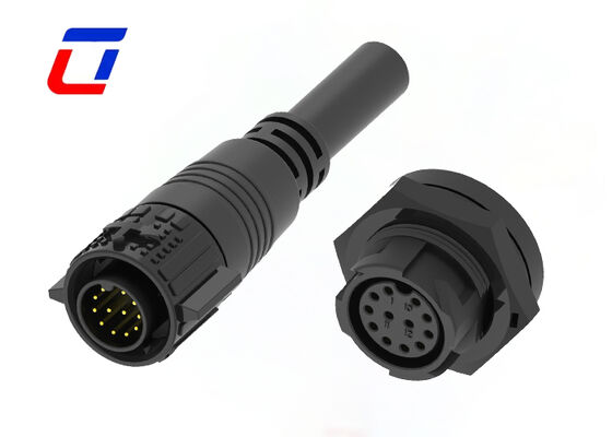 고안정성 PA66 M19 12핀 방수 퀵 커넥트 와이어-투-보드 커넥터