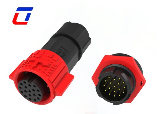 PA66 18 핀 M19 원형 커넥터 OEM 저전압 유선 커넥터 방수