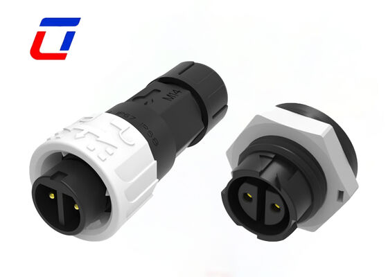 IP67 M16 10A 2 핀 방수 커넥터 ODM 푸시 잠금 원형 와이어 전원 커넥터