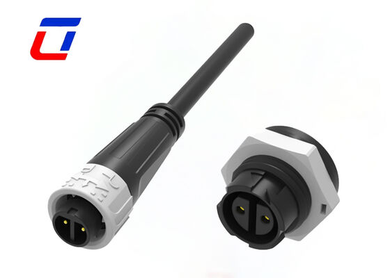IP67 M16 10A 2 핀 방수 커넥터 ODM 푸시 잠금 원형 와이어 전원 커넥터