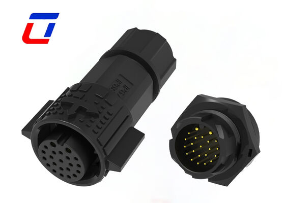 M19 2+20 원형 다 핀 커넥터 플라스틱 PA66 힘 데이터 빠른 자물쇠 연결관