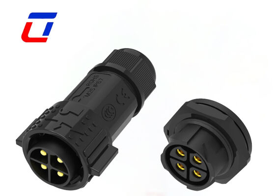 고전류 50A M25 4핀 수-암 커넥터 PA66 플라스틱 원형 커넥터
