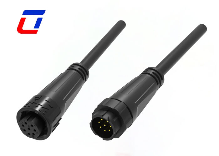 M16 300 볼트 방수 유선 커넥터 IP67 LED 제어용 8 핀 데이터 커넥터