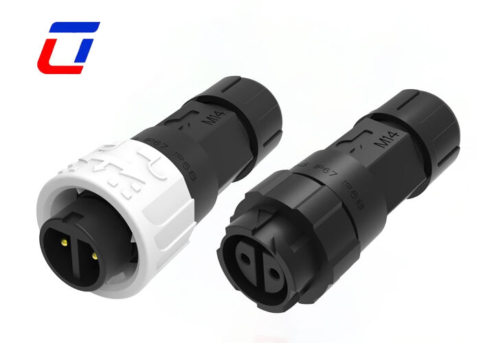 IP67 M16 10A 2 핀 방수 커넥터 ODM 푸시 잠금 원형 와이어 전원 커넥터