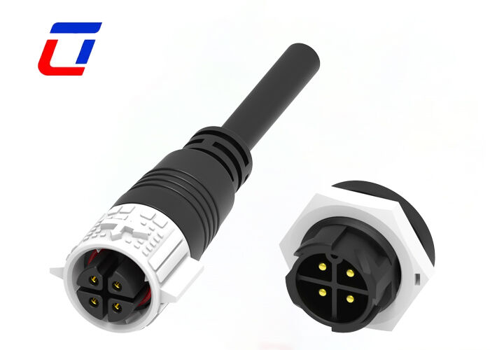 M19 15A 4 Pin DC Power Connector Plastic PA66 Waterproof Wire To Board Quick Connector